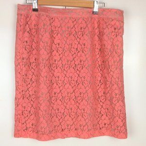 Apt. 9 NWT Coral/Salmon Colored Lace Fully Lined Pencil Skirt Size 16